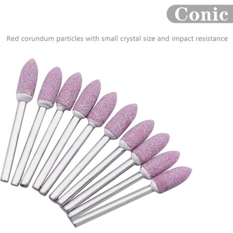 10 Pierres Abrasives Montées Violet - Tige 6mm, Tête 19mm | Sourcingmap Pour Polissage Et Meulage
