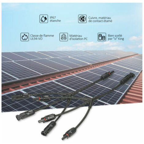 Câble Y MC4 Pour Panneaux Solaires | 4mm², 30A, IP67 | Connexion Parallèle | 30 Cm