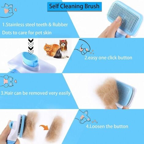 Brosse Chiens Chats, Autonettoyante Brosse poils morts pour chat chien, Enlèvement Efficace jusqu'à 95% des Poils Morts et Poils Tomentose, adapté pour les Chiens Chats cheveux courts et longs