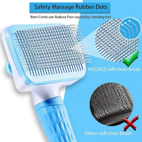 Brosse Chiens Chats, Autonettoyante Brosse poils morts pour chat chien, Enlèvement Efficace jusqu'à 95% des Poils Morts et Poils Tomentose, adapté pour les Chiens Chats cheveux courts et longs
