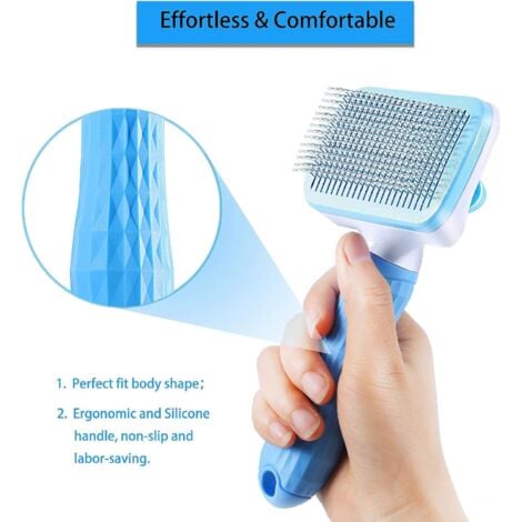 Brosse Chiens Chats, Autonettoyante Brosse poils morts pour chat chien, Enlèvement Efficace jusqu'à 95% des Poils Morts et Poils Tomentose, adapté pour les Chiens Chats cheveux courts et longs