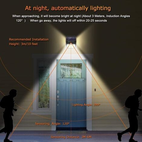 Lampes solaires  pour extérieur avec détecteur de mouvement, ,haute qualité 100LED-1000Lumen lumière solaire extérieure 1200mAh applique murale étanche solaire Led détecteur-4 pièces
