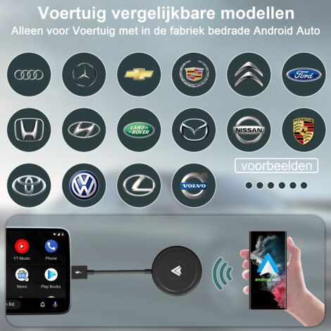 Dongle Android Auto - Dongle CarPlay adapté à Android Auto - Connexion sans fil à Android Auto - Carplay sans fil - Noir