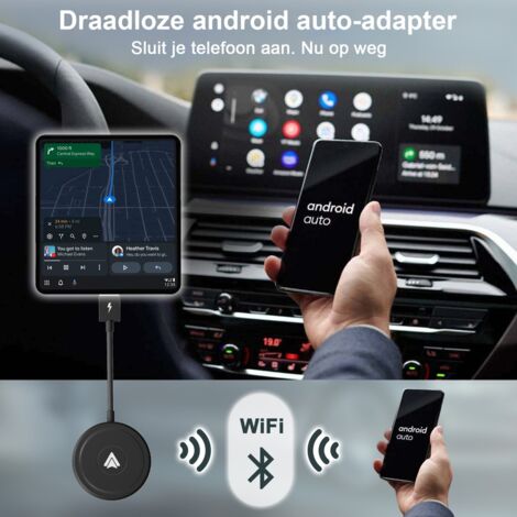 Dongle Android Auto - Dongle CarPlay adapté à Android Auto - Connexion sans fil à Android Auto - Carplay sans fil - Noir