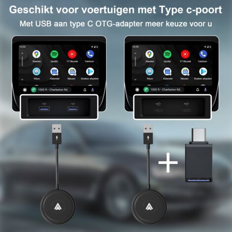 Dongle Android Auto - Dongle CarPlay adapté à Android Auto - Connexion sans fil à Android Auto - Carplay sans fil - Noir