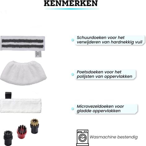 Kit d'accessoires pour Kärcher Easyfix SC2, SC3, SC4 et SC5 -Accessoires pour nettoyeur vapeur - 11 pièces - Chiffons microfibres de rechange