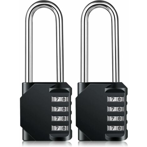 Cadenas à Combinaison 10 Chiffres – Alliage De Zinc Noir – Anse Acier 6mm – Mot De Passe Fixe à 5 Chiffres – Pour Casier, Sac, Valise
