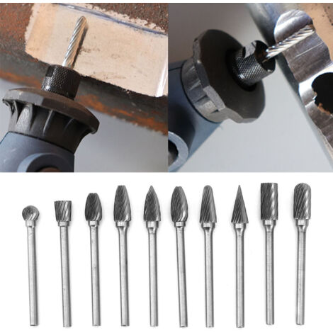 Lot De 6 Fraises Rotatives En Carbure De Tungstène - Tige 1/4 - 10 Dents - Pour Coupe Aluminium - Neuf - Fabriqué En Chine