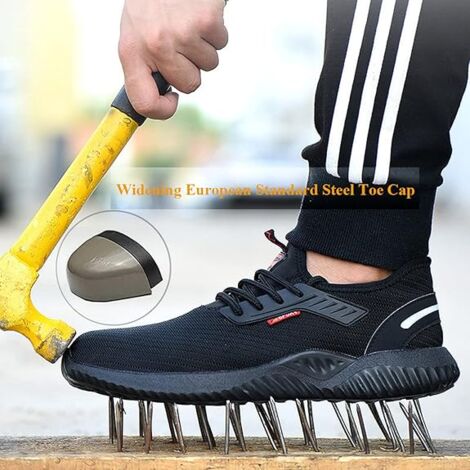 Baskets Sécurité Légères Chaussures De Sécurité Femme AUXDIQ - Embout Acier 200J - Semelle Antidérapante - Légères Et Respirantes Sneakers Sécurité Respirantes