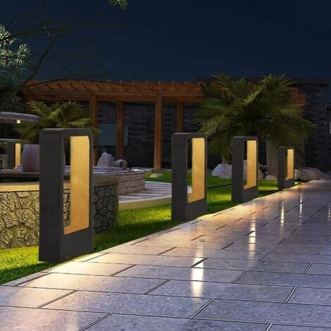 Borne lumineuse prise electrique LED 7W 3000k IP65 Terrasse Eclairage Exterieure Jardin Lampe Noir Design blanc chaud Luminaire etanche deco ip65