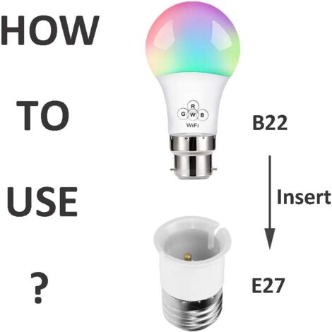 6 Pièces Adaptateur B22 E E27, Adaptateur Ampoule Baillonette Vers Vis Convertisseur De Douille Baïonnette B22 Vers Vis E27, 0-250V, Pour Ampoules LED, Incandescente Halogène Et CFL Pour Eclairage