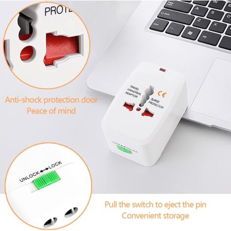 Adaptateur Prise Universelle,Adaptateur Universel de Voyage , Adaptateur International France,Le Royaume-Uni,Les États-Unis,Le Canada,l'Australie et d'autres Pays Chargeur de Voyage Multi