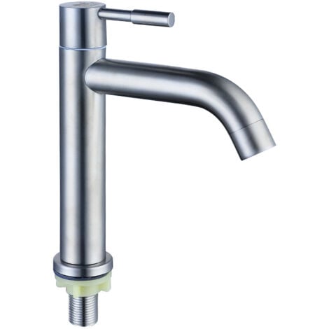 Robinet de lavabo en acier inoxydable 304, robinet de lavabo simple, robinet d'eau froide simple