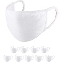 10 Pièces, Blanc Coton, Réutilisable Antipoussière Lavable, pour un Usage Quotidien, Extérieur, Sport