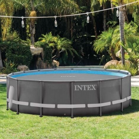 Bâche à bulles pour piscine Intex ronde Modèle - Piscine diamètre 4,27m gris renforcé