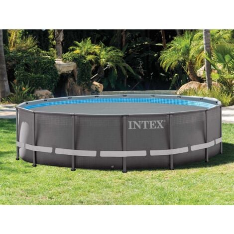 Bâche à bulles pour piscine Intex ronde Modèle - Piscine diamètre 4,27m gris renforcé
