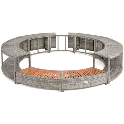 Bestway – Habillage universel pour spa rond 180 cm – Rotin PE résistant aux UV – Accès facile au bloc de filtration – Coloris gris