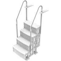 Azialo – Escalier de piscine amovible – Hauteur ajustable – Marches antidérapantes – Charge maximale 130kg – Compatible avec revêtement liner