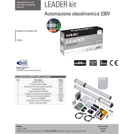 FAAC LEADER 402 KIT 105633445 Hydraulisches Drehtor Automatisierung 1,8mt Wing