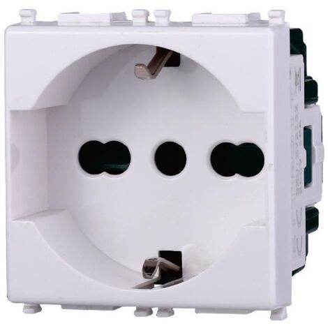 Kombinationssteckdose kompatible Vimar Plana 2P+T 10/16A Weiß Farbe Ettroit EV2102