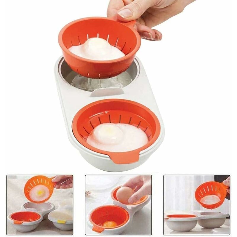 Cuiseur à œufs au micro-ondes - Double tasse - Double couche - Ustensiles  de cuisine (2 PSC)