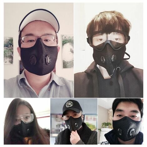 2 masques à charbon actif - masque de sport extérieur - masque cycliste - masque  anti-poussière et anti