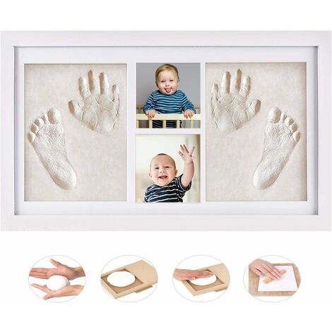 Cadre photo Empreintes Bébé, Kit Empreinte Bebe Mains pour Liste de  Naissance ,argile et cadres,cadeau de Noël