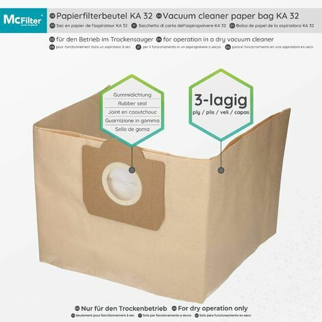McFilter 10 sacs d'aspirateur et 1 filtre à poussière adaptés pour