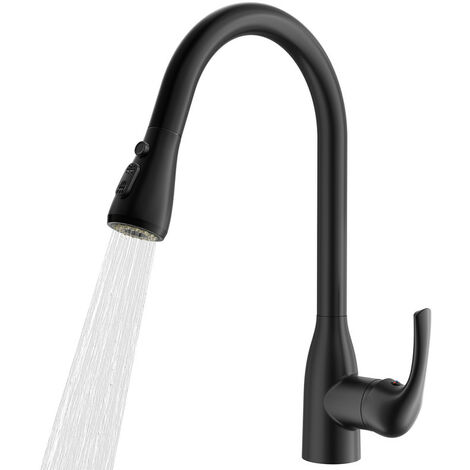 Mitigeur de Cuisine Extractible 40cm Robinet de Cuisine à 3 Mode avec une Prise en Arche Haute, Robinet Évier Rotatif à 360°,Noir，Rainsworth (1/5)