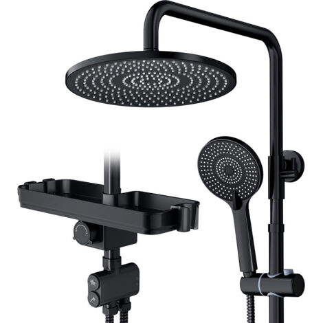 Kit de douche à double fonction avec bouton rond noir de 10 pouces (diverteur)