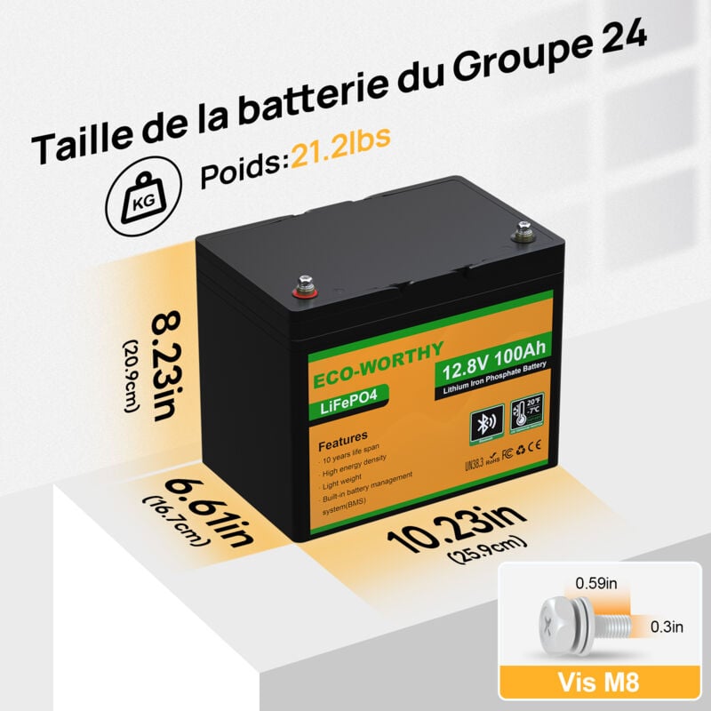 Batterie Lithium 12V Lifepo4 50Ah 640Wh, Durée De Vie De 10 Ans, Amélioré BMS Remplace La Batterie AGM Ou Gel Pour Camping-car, Bateau, Camping Ou Système Solaire
