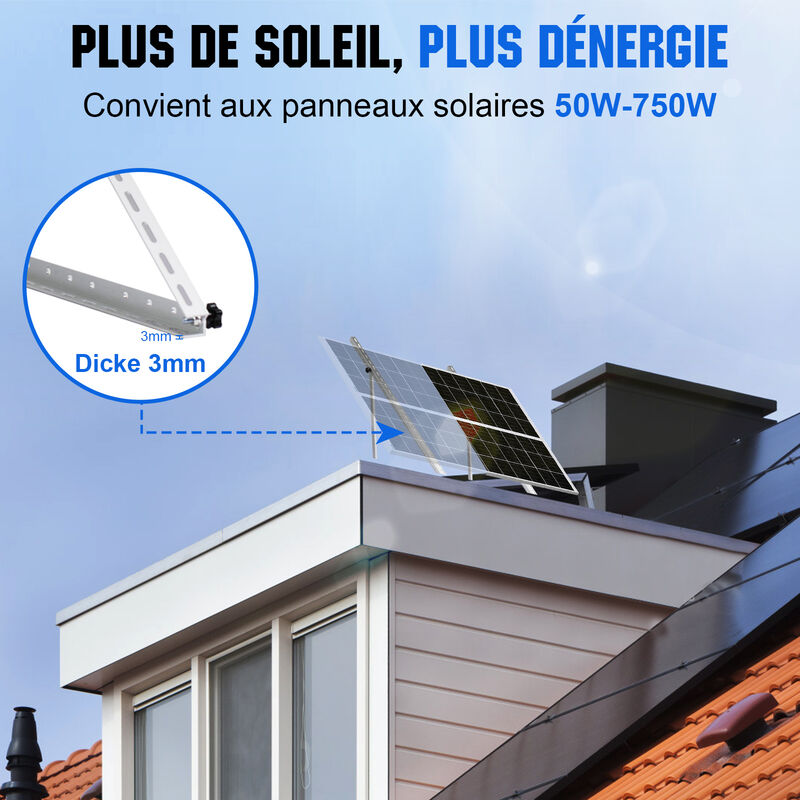 Lot De 10 Supports En L Pour Panneaux Solaires - Aluminium, 90°, Compatible Camping-car, Bateau, Toit, Panneaux 10W à 100W