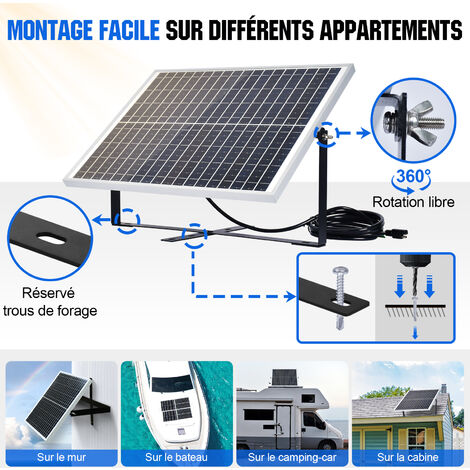 Kit Panneau Solaire 1200 MAh Pour Guirlande LED – Batterie Lithium 3.7V, Sortie 24V – Télécommande Incluse - 7
