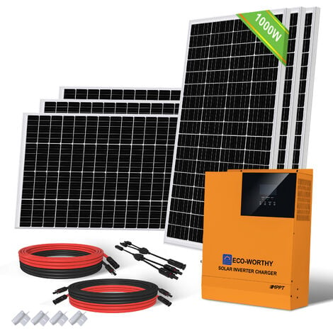 ECO-WORTHY Kit complet de panneau flexible solaire 130W 18V avec batterie  lithium LiFePO4 50Ah 12V