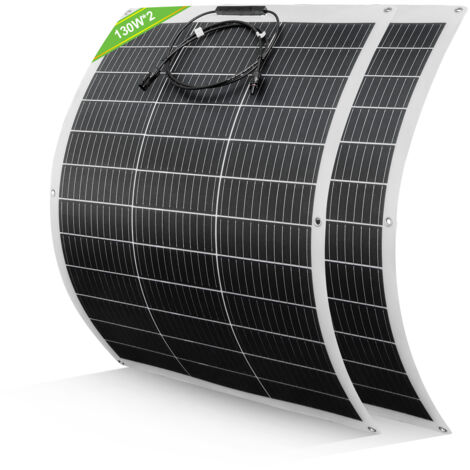 Eco-Worthy – Panneau solaire flexible monocristallin 130W 12V – Chargeur pour batterie RV – Dimensions 30x20cm – Poids 1.5kg