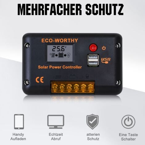 ECO-WORTHY Kit panneau solaire 12V/24V 200W avec 30A contrôleur de charge pour voiture a domicile PV hors kit de reseau