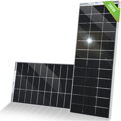 Eco-Worthy – Panneau solaire bifacial 12V 390W double face – Résistance au vent 2400 Pa – Charge de neige 5400 Pa – Installation rapide avec trous pré-percés