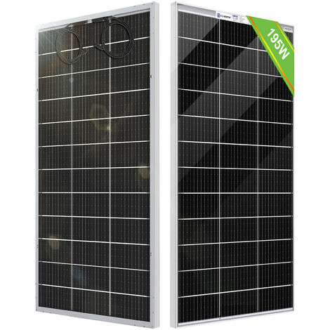 Eco-Worthy – Panneau solaire bifacial 12V 195W – Double face mono – Résistance au vent 2400 Pa – Installation rapide avec trous pré-percés