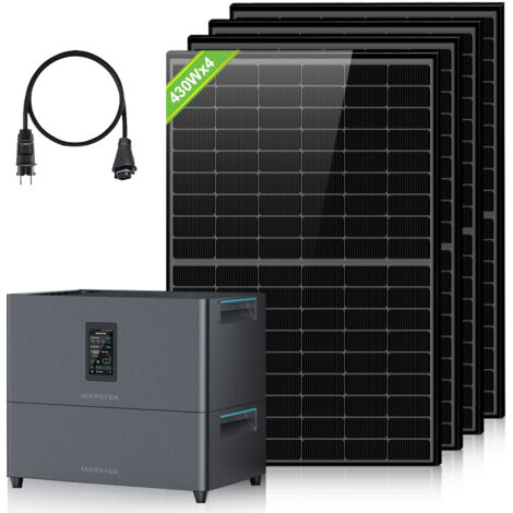 ECO-WORTHY Kit solaire balcon avec 5.12kwh Stockage d'énergie Panneau Solaire Plug and Play,2.56kwh Marstek Jupiter C+ stockage, 4 x 430W Panneaux Solaires, 4 MPPTs (PV Max 2400W), Installation Faicle