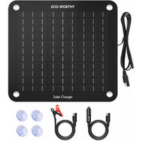 Eco-Worthy – Chargeur solaire 12V 10W pour batterie moto – Protection contre surcharge – Indicateur de charge – Monocristallin, portable, étanche