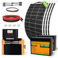 ECO-WORTHY Kit complet de panneau flexible solaire 520W avec batterie lithium LiFePO4 100Ah 12V pour bateau, maison, caravane, marine