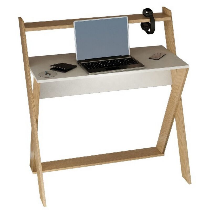 Scrivania Mariella - Mobile Arredo, Salvaspazio - Tavolo, Porta PC, Postazione  Gaming - Ripiano - Camera, Salotto, Soggiorno, Ufficio - Rovere in Truciolare  Melaminico - 104 x 60 x 107,6 cm