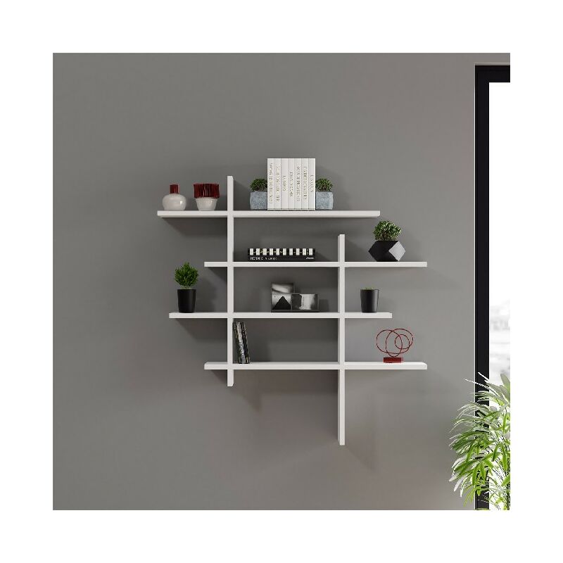 Mensola Polite da Parete, Ripiano, Porta Libri, da Salotto, Ufficio, Bianco  in Legno, 155 x 22 x 55 cm