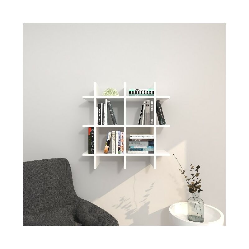 HOMEMANIA Mensola Farley da Parete, Porta Libri con Ripiani Nero in  Truciolare Melaminico, 75 x 27 x 75 cm