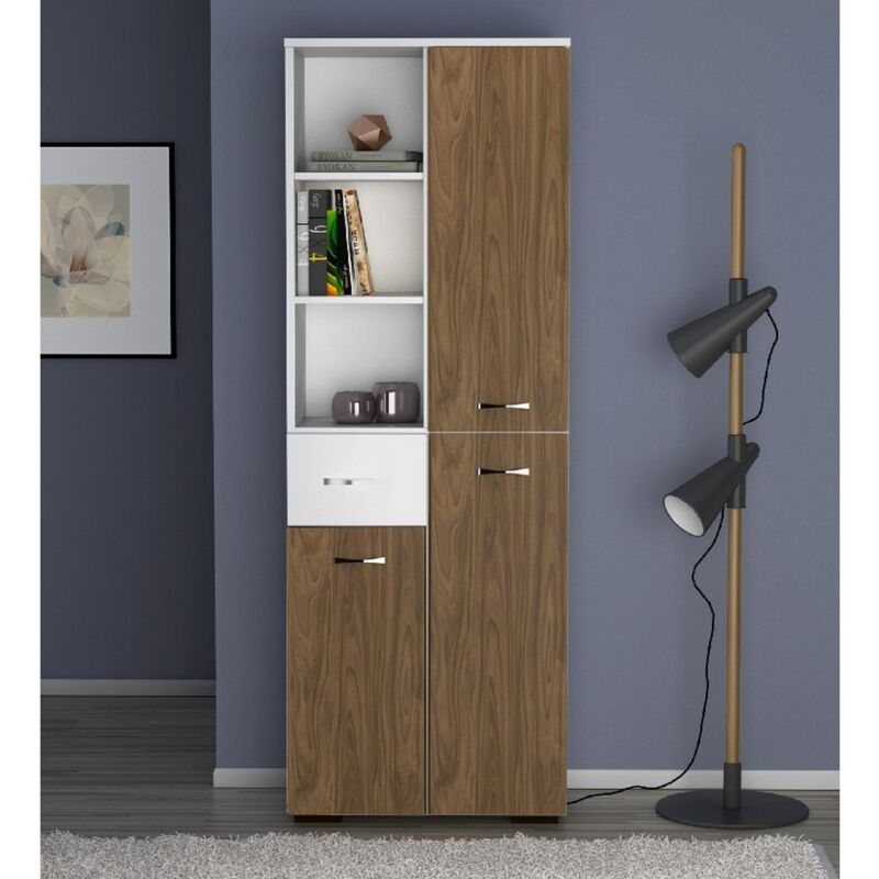 Mobile Multiuso Alice - Arredo, Salvaspazio - Credenza, Madia - Ante,  Cassetto, Ripiani - Ingresso, Soggiorno, Salotto, Ufficio - Noce in Truciolare  Melaminico - 60 x 35 x 173 cm