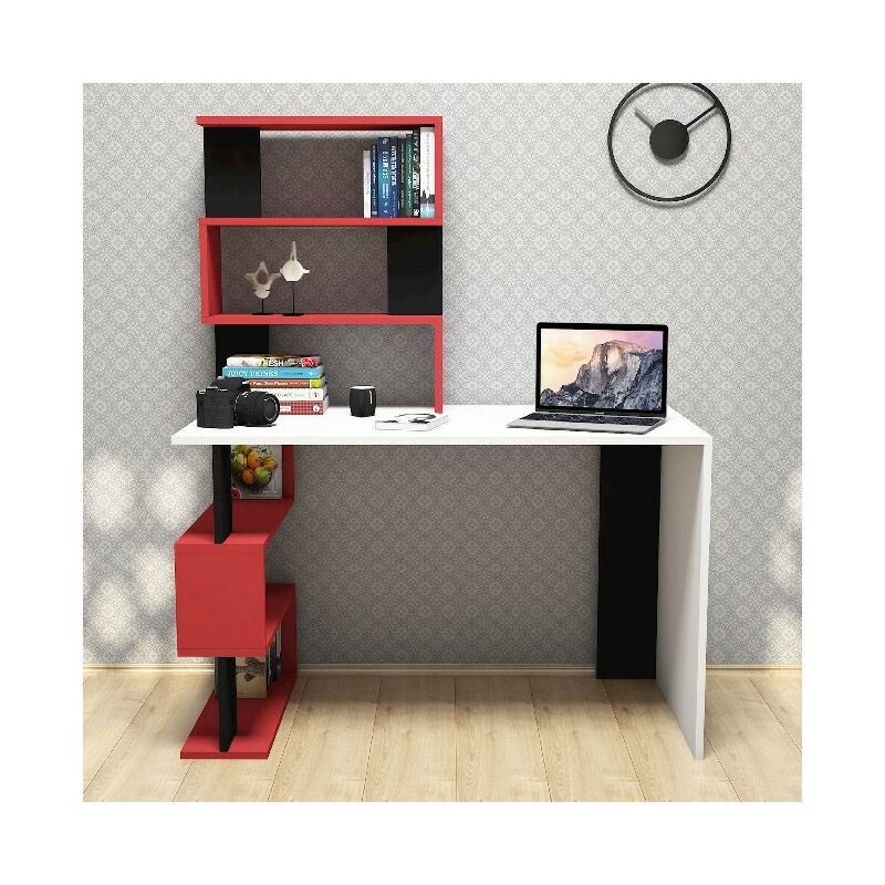 Scrivania Lotus - Mobile Arredo, Salvaspazio - Tavolo, Porta PC, Postazione  Gaming - Ante, Ripiani, Libreria Integrata - Camera, Salotto, Soggiorno,  Ufficio - Bianco, Antracite in Truciolare Melaminic