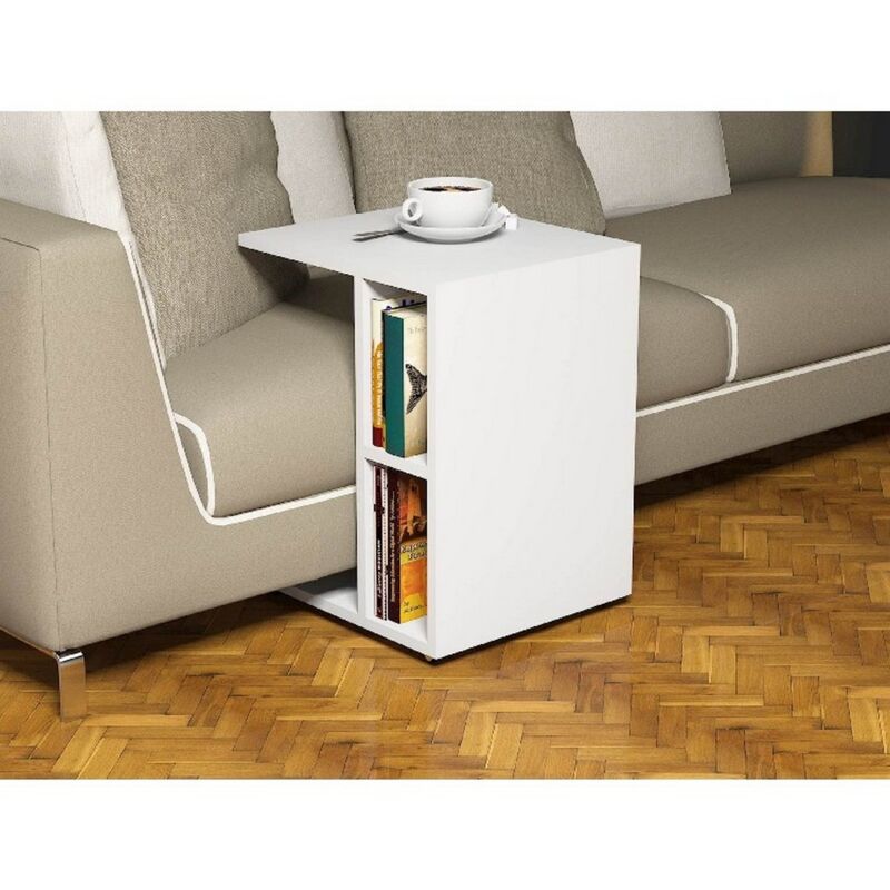 Tavolino Elis - Mobile Arredo, Salvaspazio - Tavolo D'appoggio, Da Caffe,  Da Divano - Ripiani - Soggiono, Salotto, Ufficio - Noce, Bianco, Nero in  Truciolare Melaminico, Metallo, 90 x 65 x 35 cm