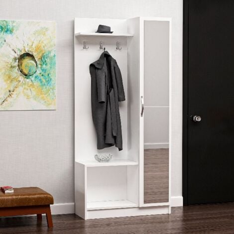 Mobile Ingresso Orion, Truciolare Melaminico, Bianco, 80x32x173 cm