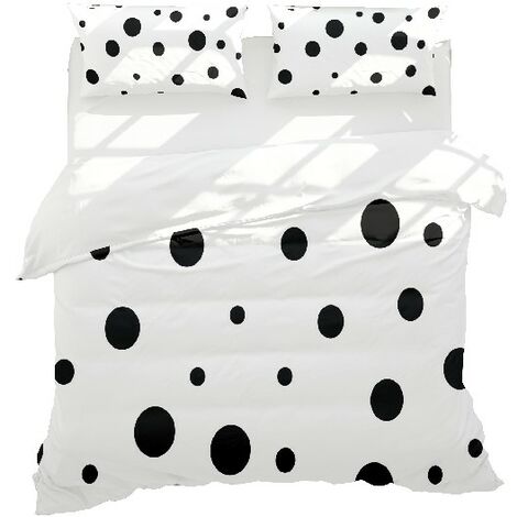 Parure Copripiumino Matrimoniale Dalmata - per Letto - Sacco, con Federa -  Soffice - Per Camera, Cameretta - Geometrico - Bianco in