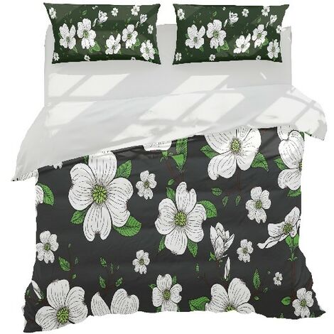 Copripiumino Matrimoniale fiore nero Set di Biancheria da Letto